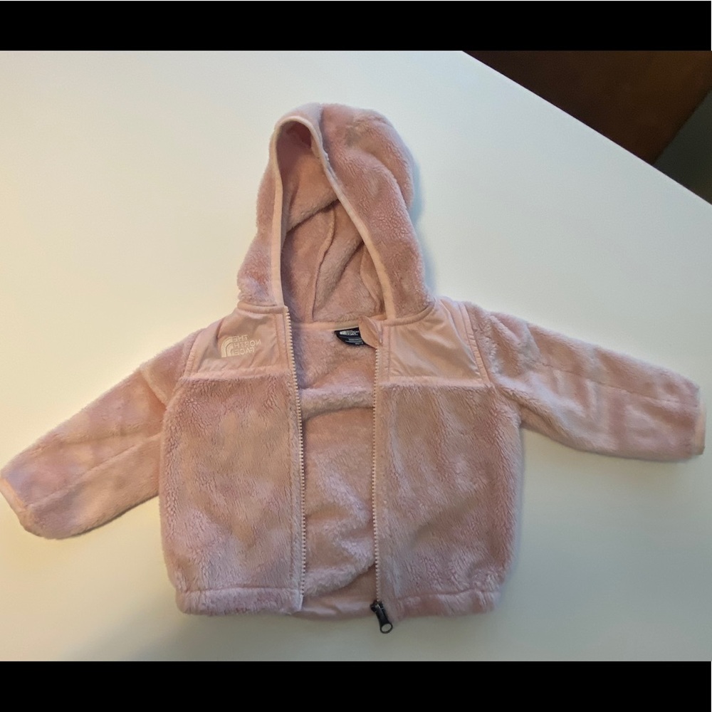 North face pink fleece jacket 6-12 month